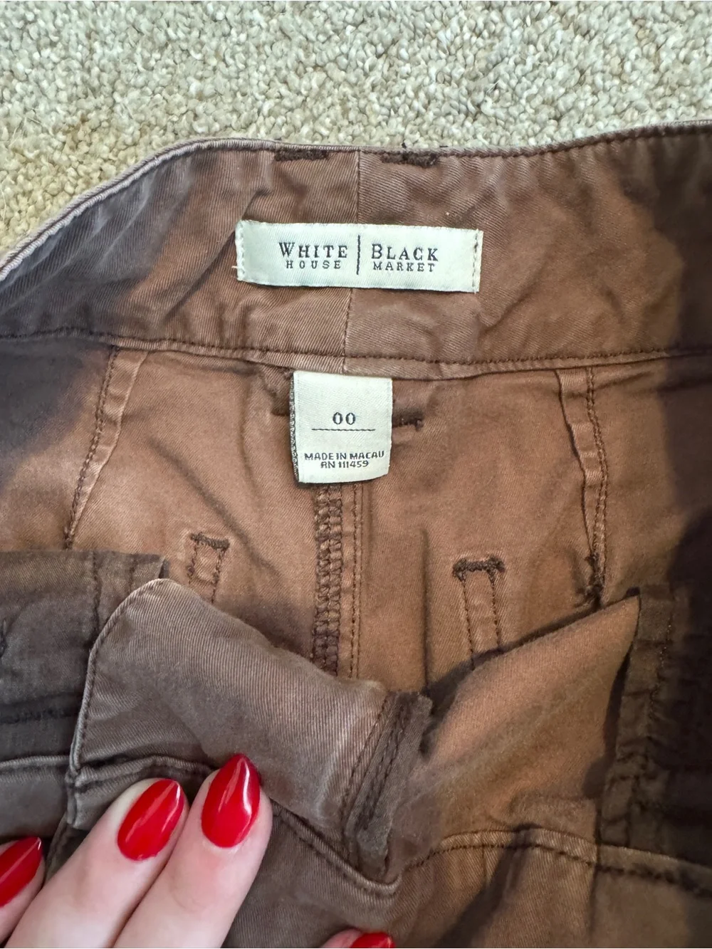 White House Black Market Brown Ruffle Hem Jean Shorts
